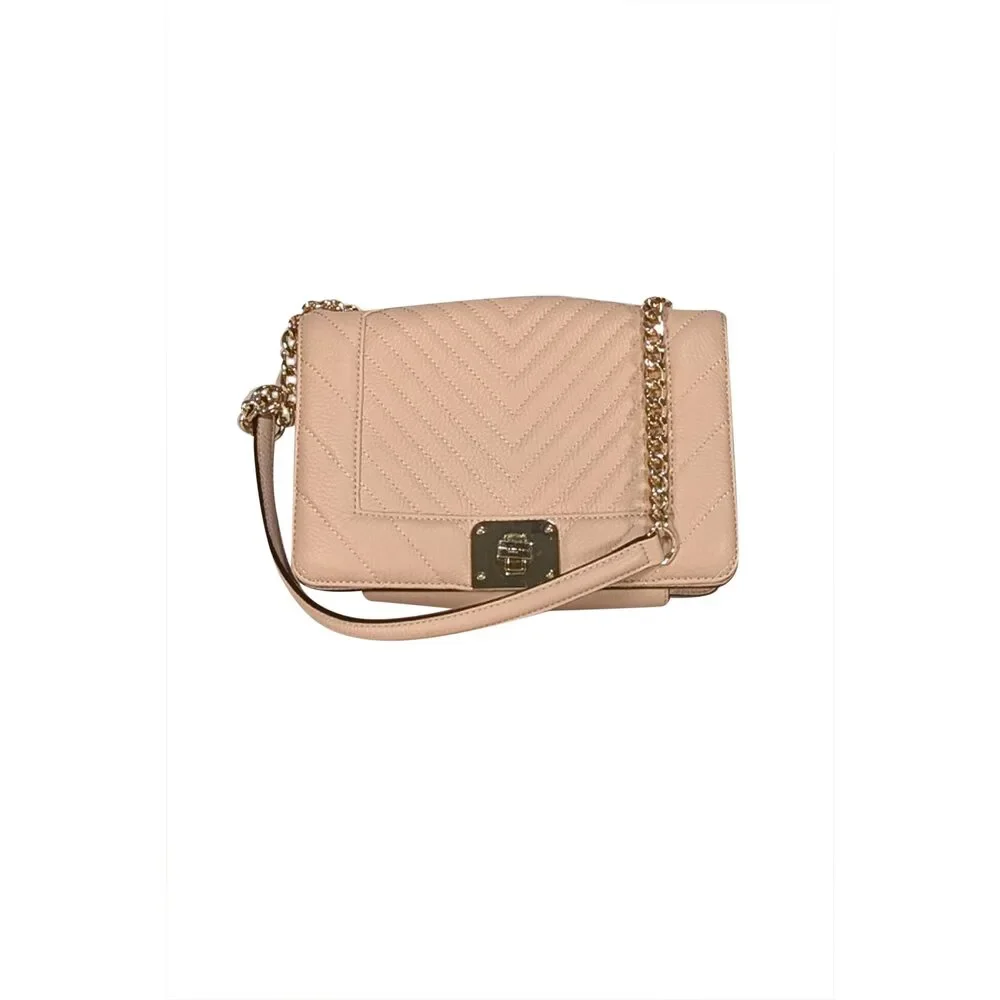 Karl Lagerfeld - Beige Chevron Quilted Leather Shoulder Bag